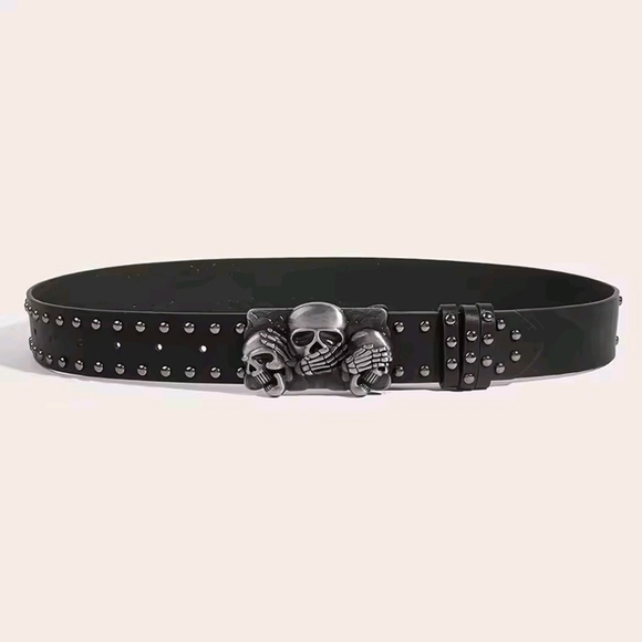 no brand Other - Black Skull Studded Belt Bag